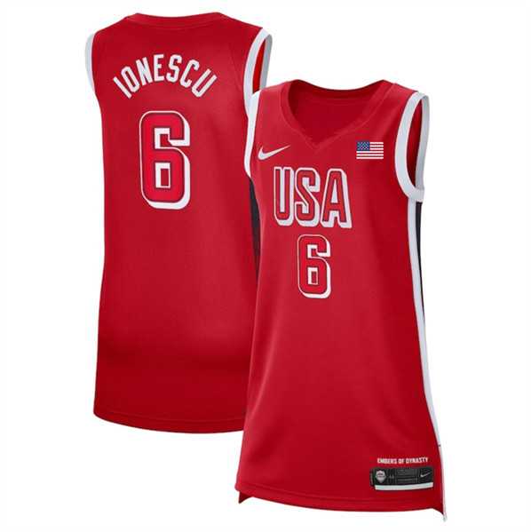 Women%27s USA Basketball #6 Sabrina Ionescu Red 2024 Swingman Stitched Jersey